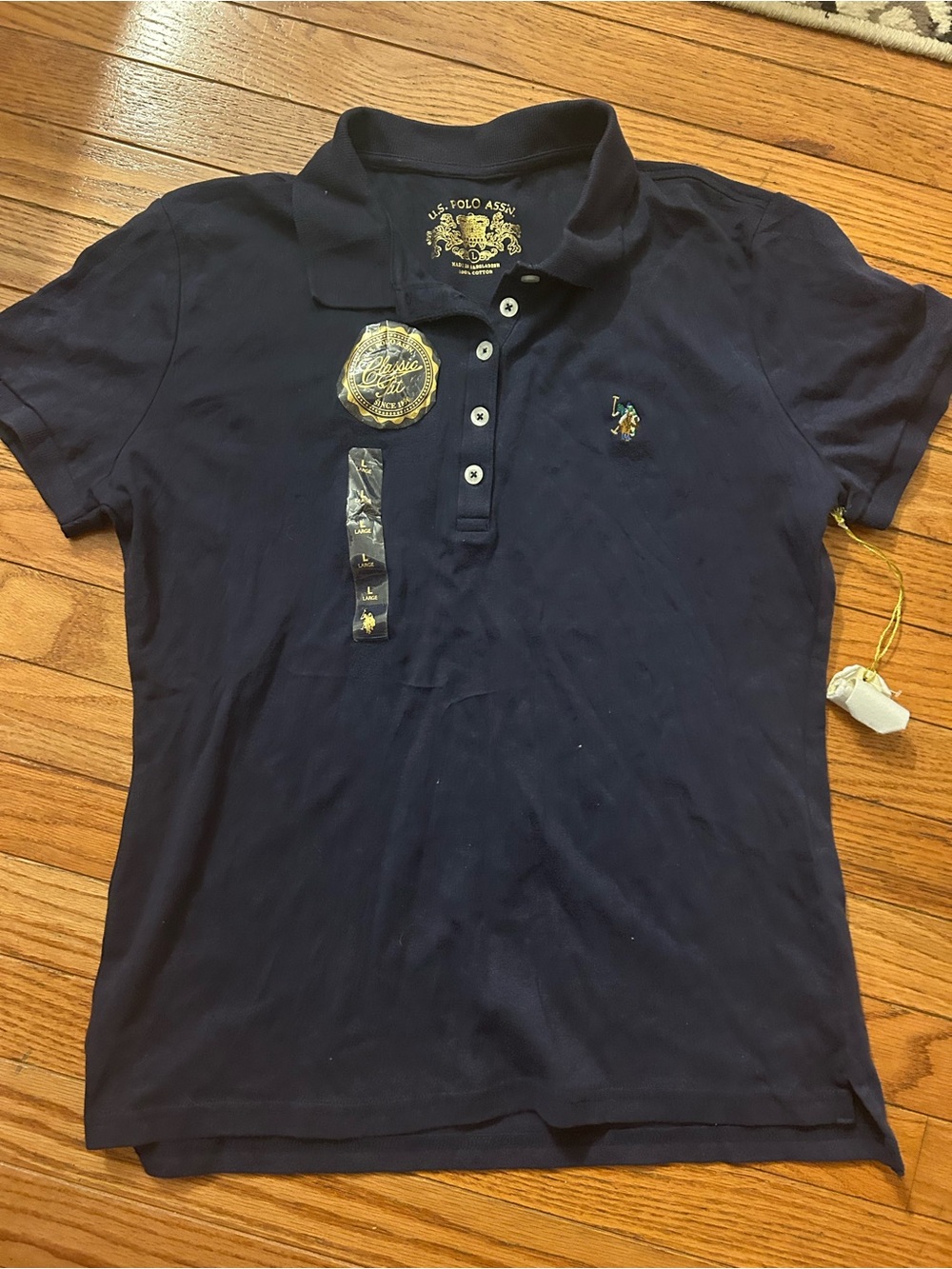 U.S. Polo Assn. Navy Short-Sleeve Polo with Embroidered Crest
